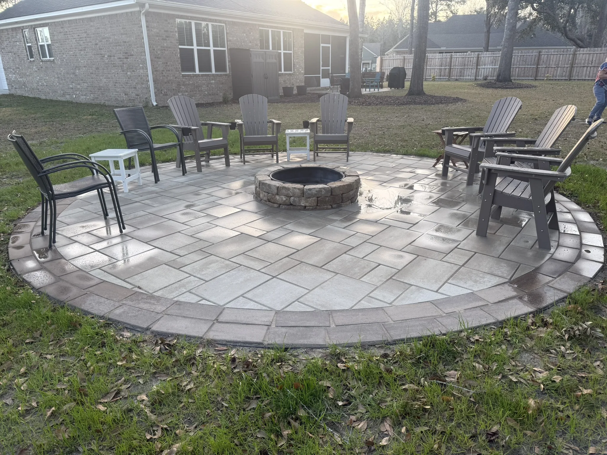 LeBlanc Residence -- Round Paver Patio with Built-In Fire Pit