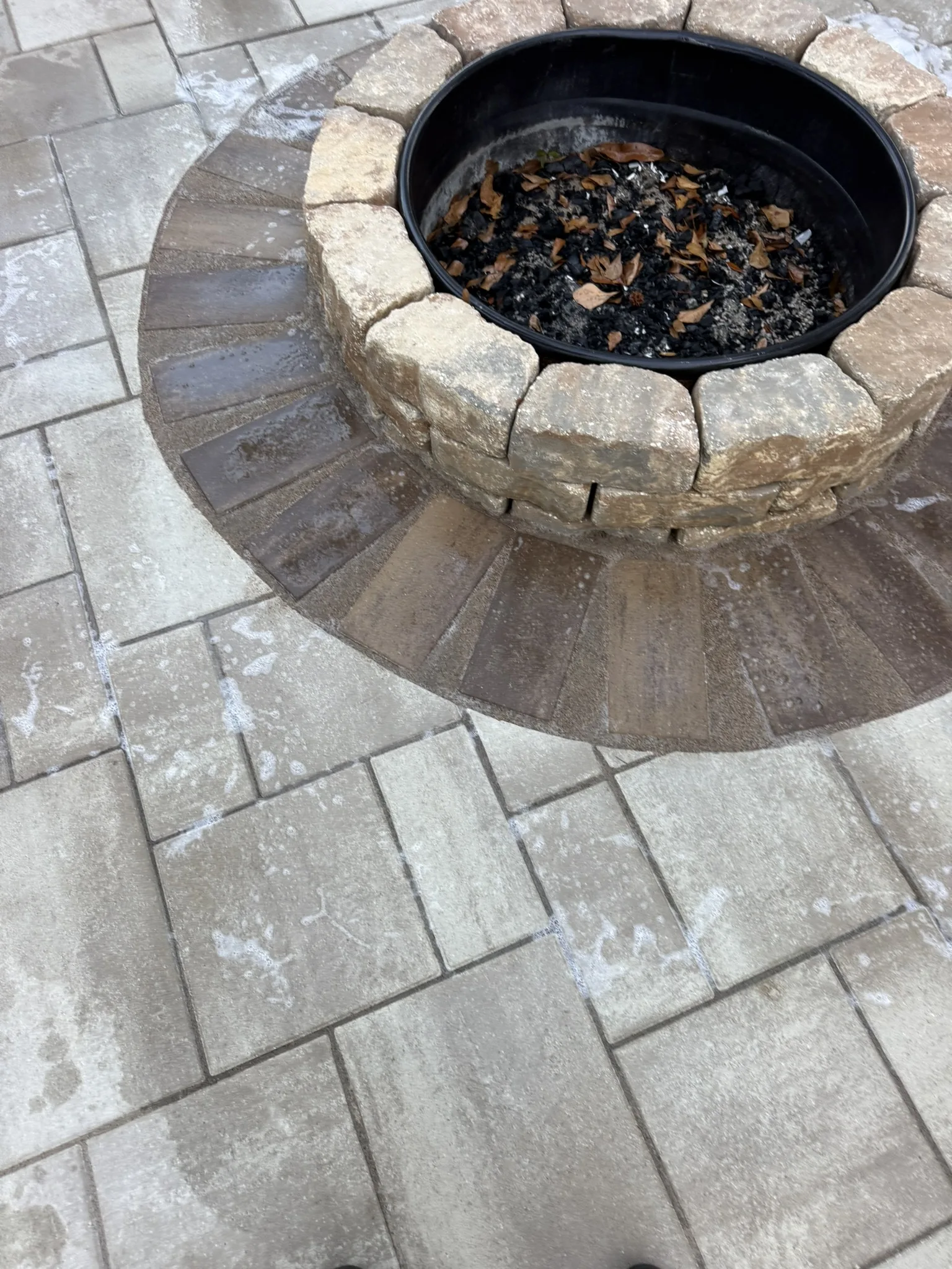 LeBlanc Residence -- Round Paver Patio with Built-In Fire Pit photo