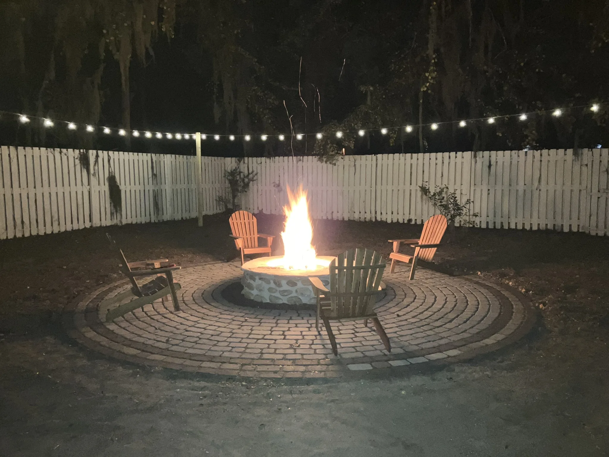 Plummer Residence -- Circular Cobble Paver Fire Pit Patio photo
