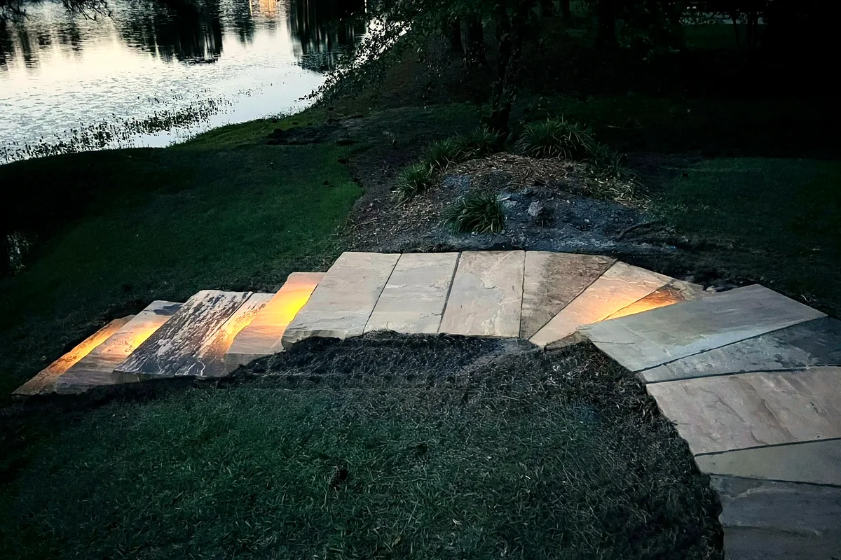 Custom stone steps installation