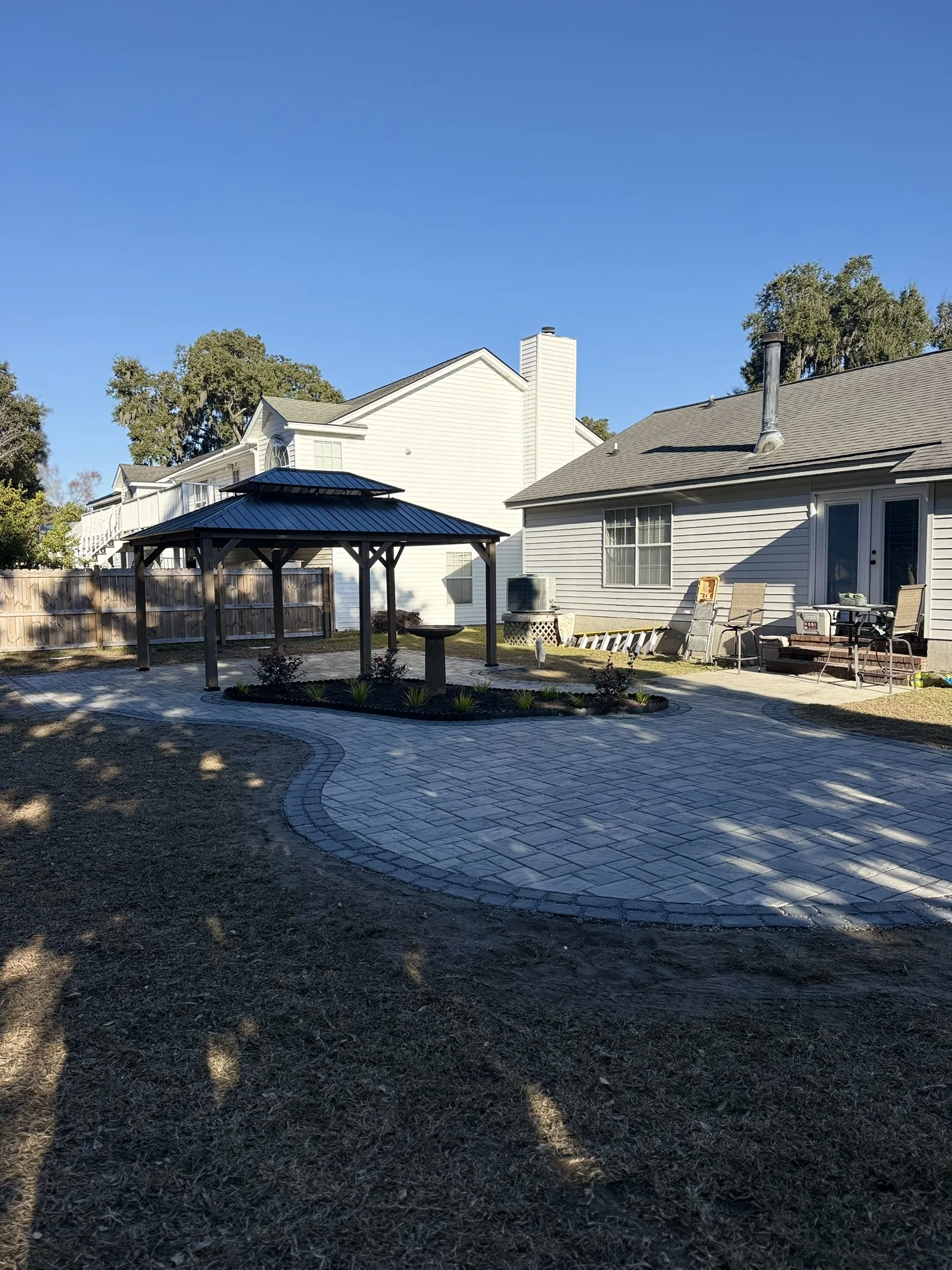 Ivan Residence -- Curved Paver Patio with Gazebo