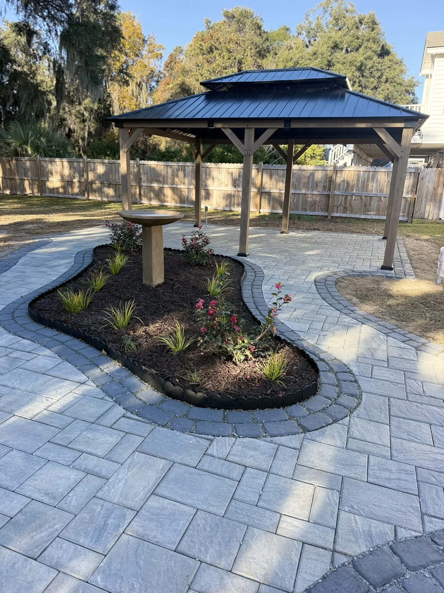 Ivan Residence -- Curved Paver Patio with Gazebo photo