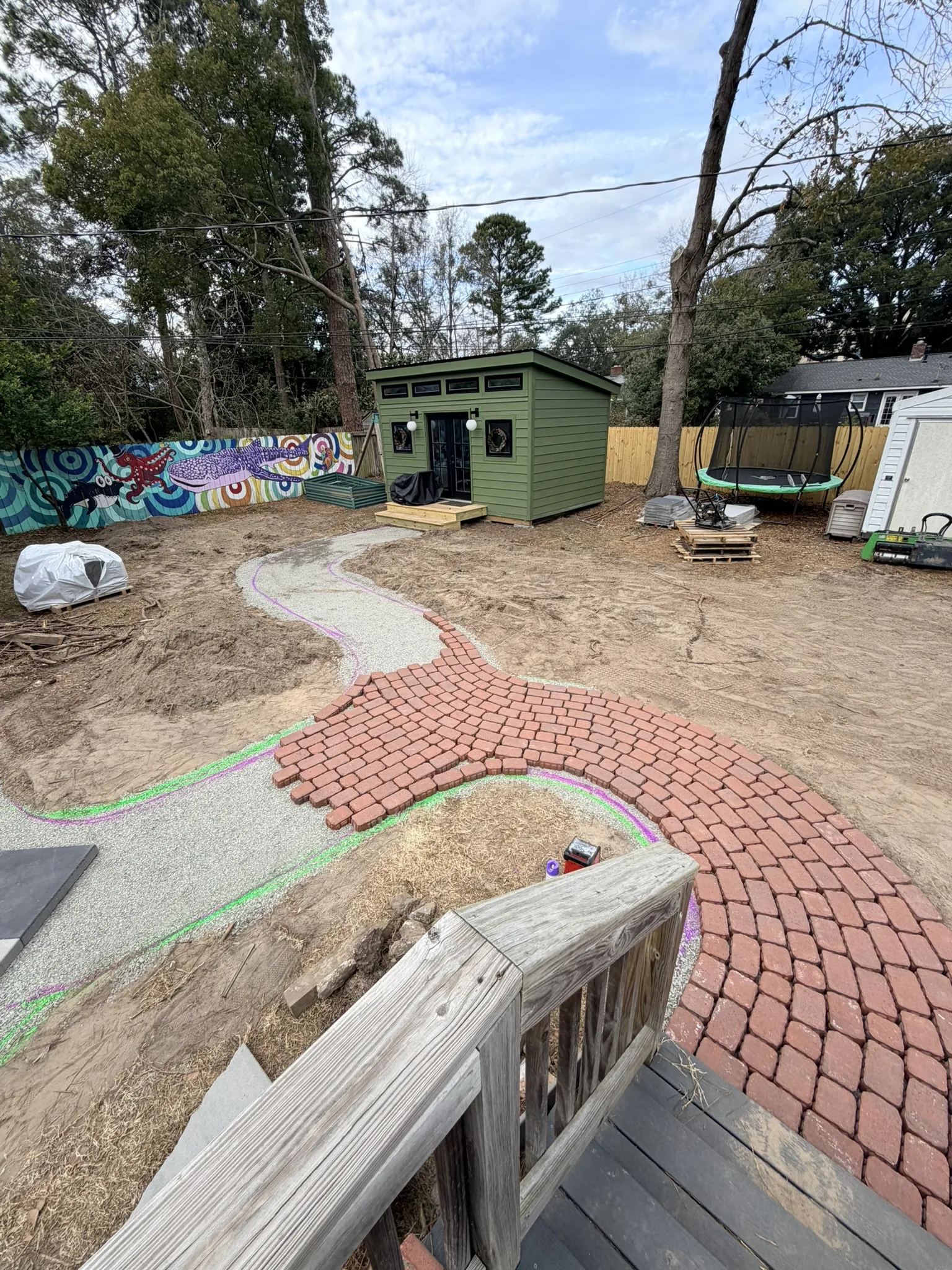 Pope Residence -- Checkerboard Patio with Brick Paver Walkway photo