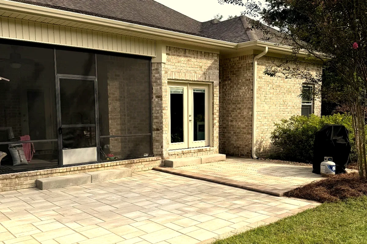 Large-format paver patio installation