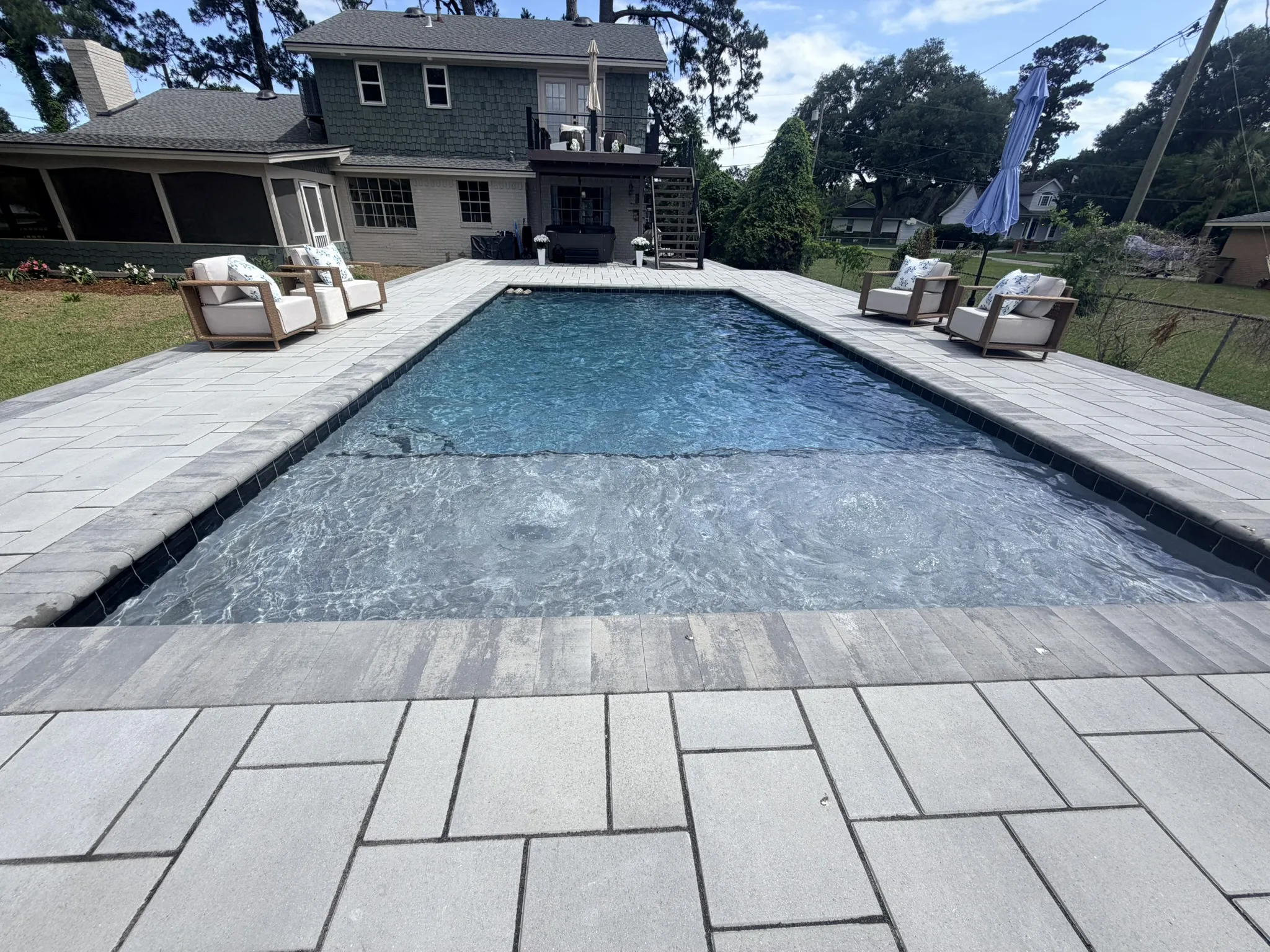 Baker Residence -- Pool Deck, Raised Wall, and Putting Green