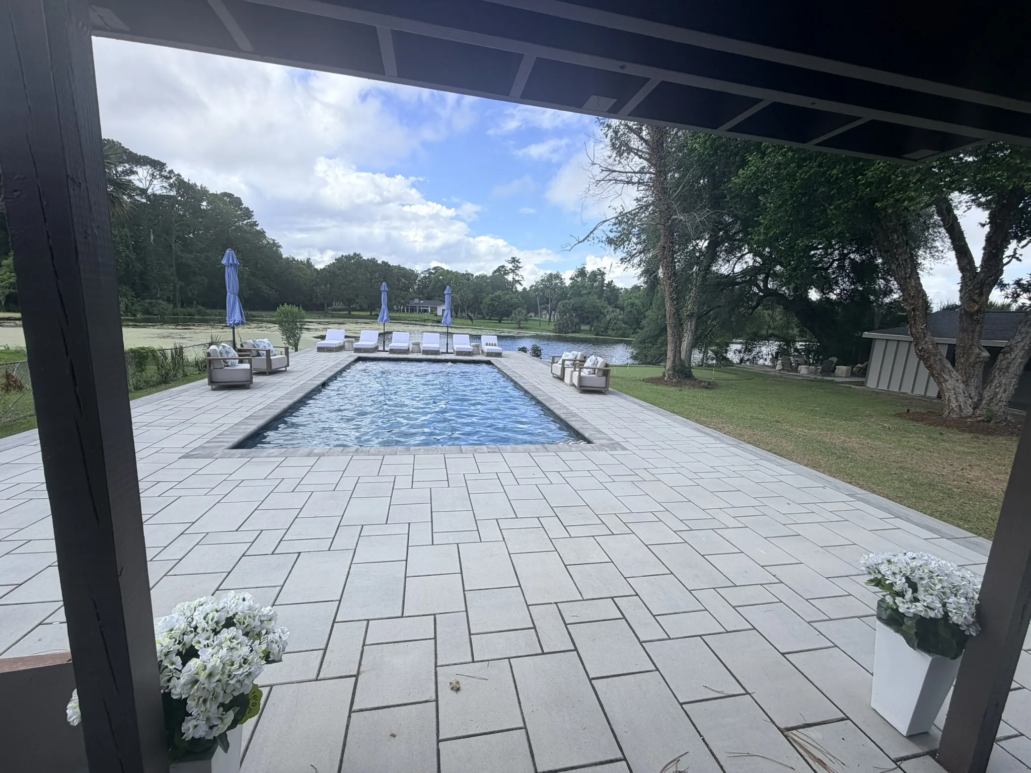 Baker Residence -- Pool Deck, Raised Wall, and Putting Green photo