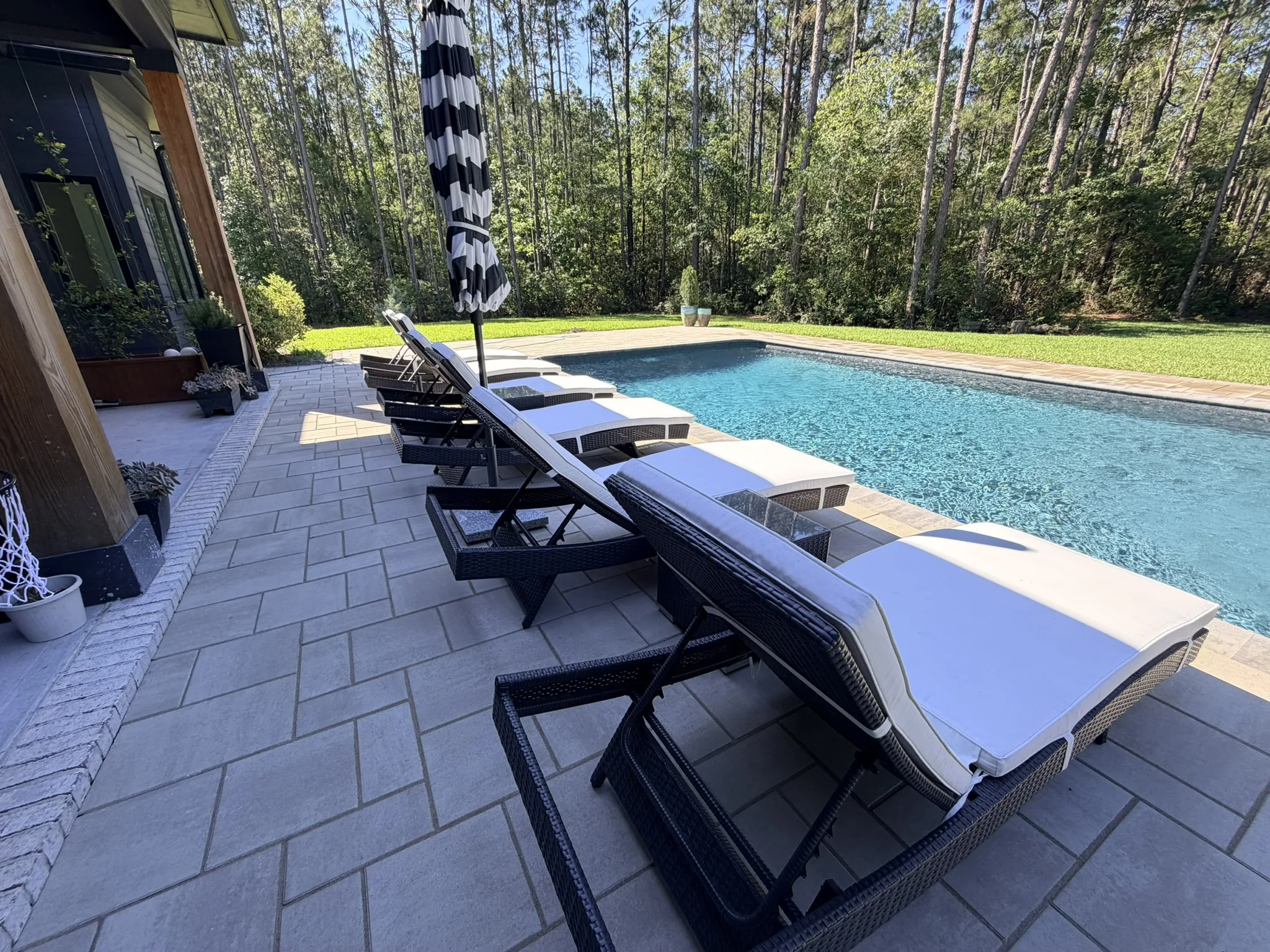 Kay Residence -- Paver Pool Deck with Downspout Drainage