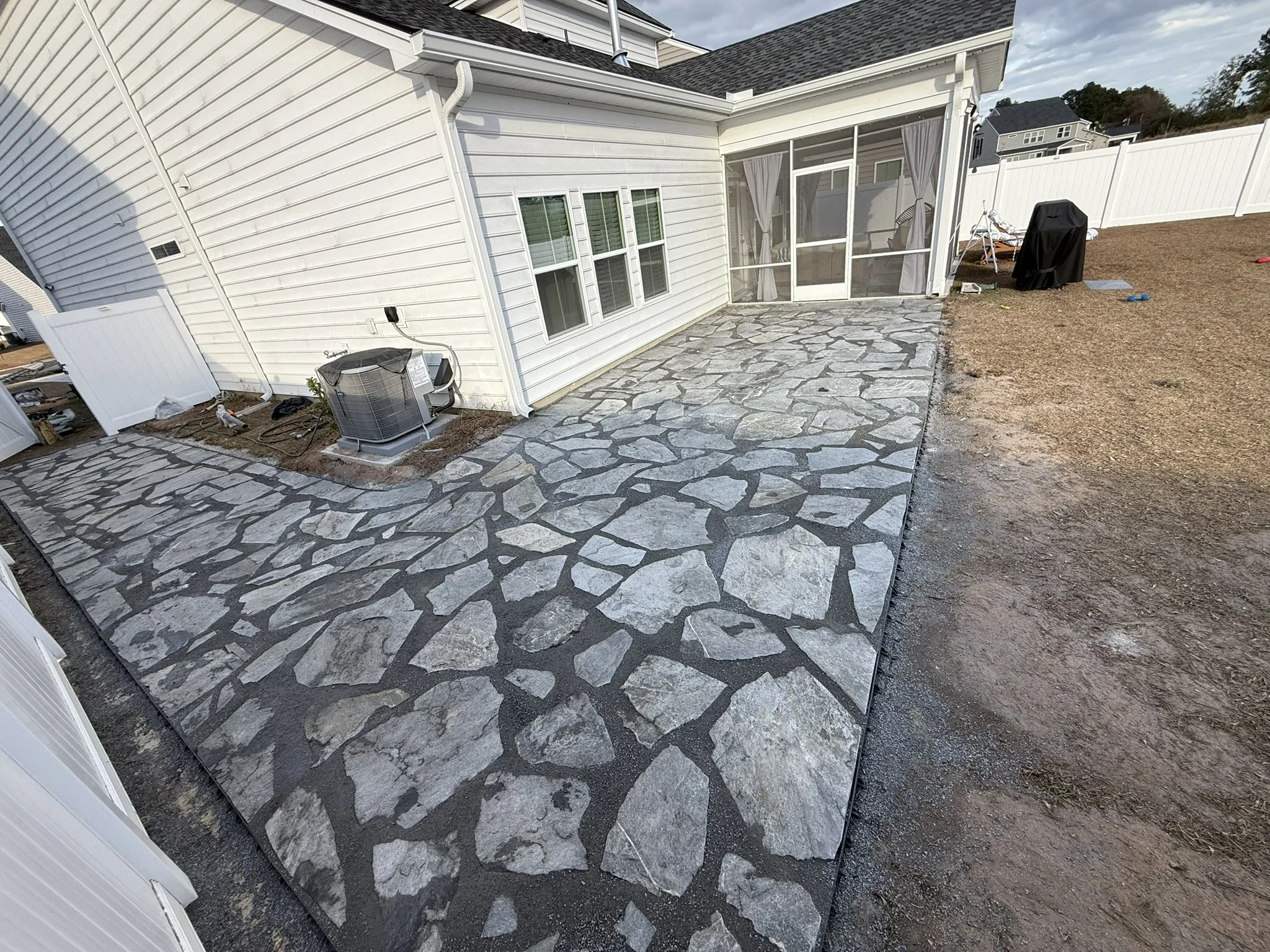 Jaclyn Residence -- Side Yard Flagstone Walkway and Patio photo