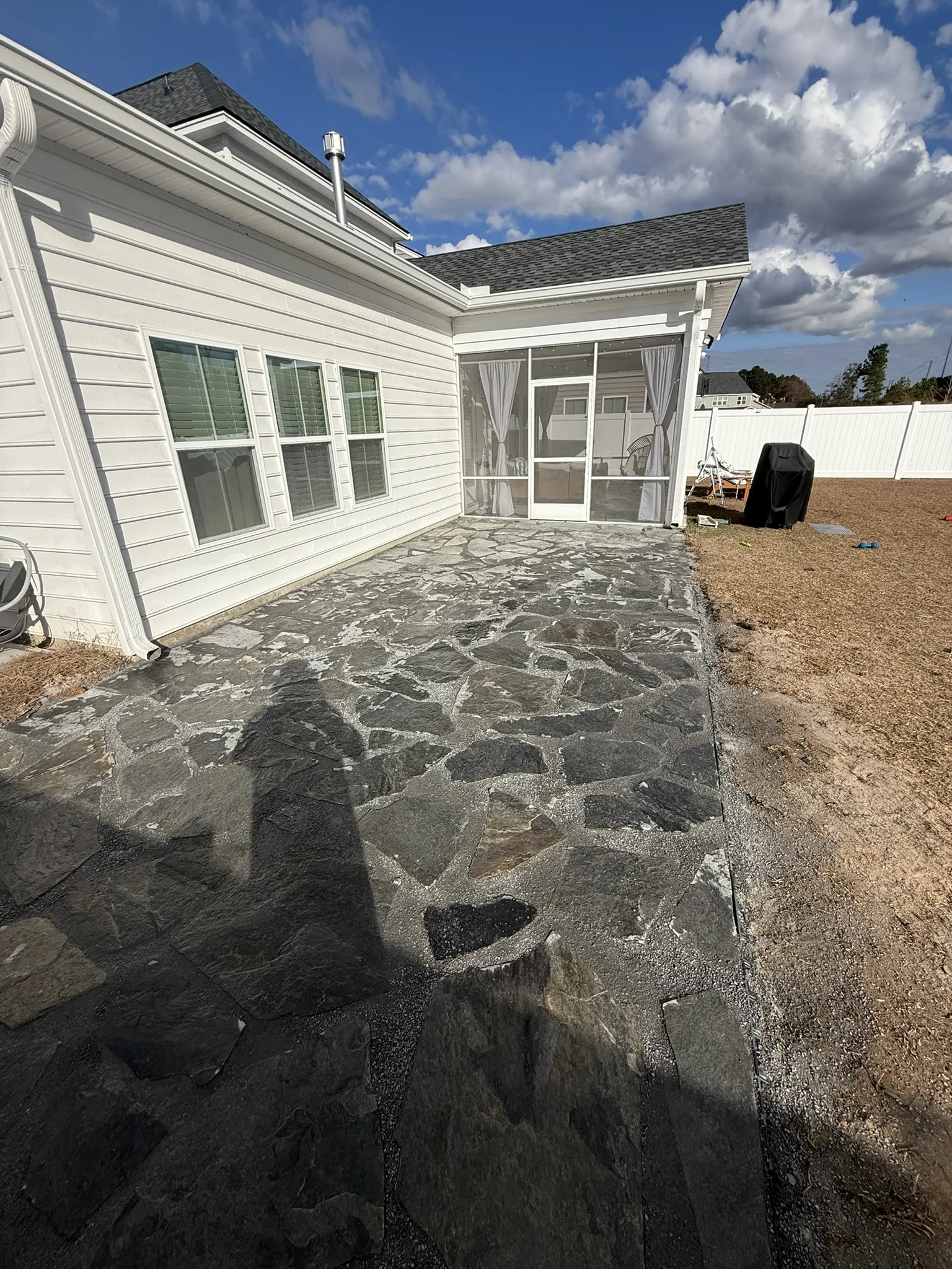 Jaclyn Residence -- Side Yard Flagstone Walkway and Patio photo