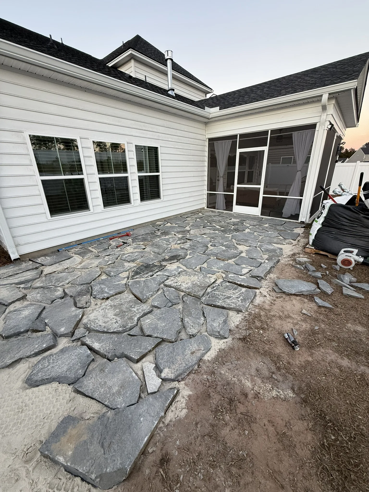 Jaclyn Residence -- Side Yard Flagstone Walkway and Patio photo