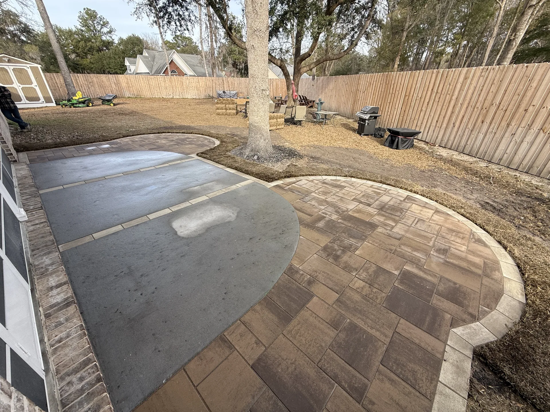 Large paver patio project by All-Out Hardscapes LLC
